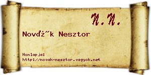 Novák Nesztor névjegykártya